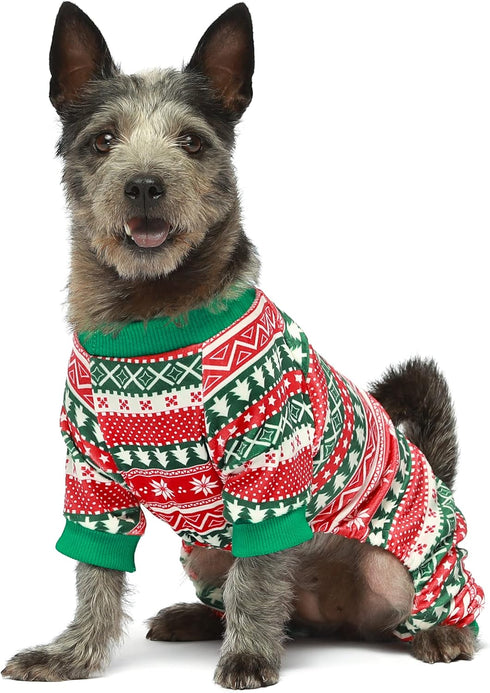 Fitwarm Dog Christmas Outfit, Dog Pajamas, Dog Winter Clothes for Small Dogs Boy Girl, Pet Ugly Sweater, Cat PJS, Red Green, Small