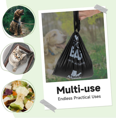Miyouli 300 Counts Extra Thick Black Pet Poop Waste Bags With Handles for Dogs Ocean Wind-Scented