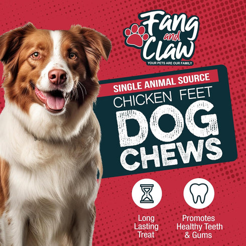 Fang and Claw 75 Count Pack Nail-Free Chicken Feet for Dogs, Bulk Single-Ingredient Air-Dried Dog Chews, Glucosamine