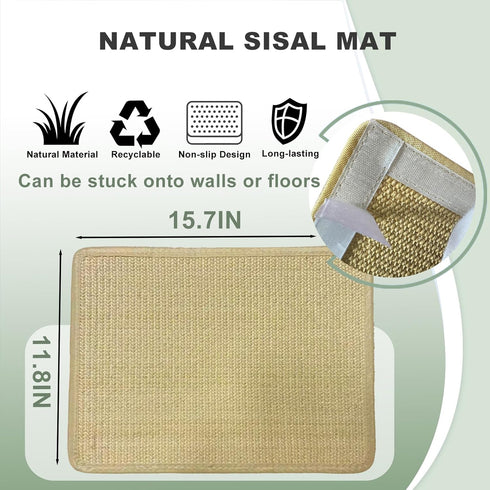 2-Pack 16x12 Inch Rabbit Scratching Pad with Non-Slip Grip, Natural Sisal Bunny Scratch Mat & Chew Toy for Rabbits