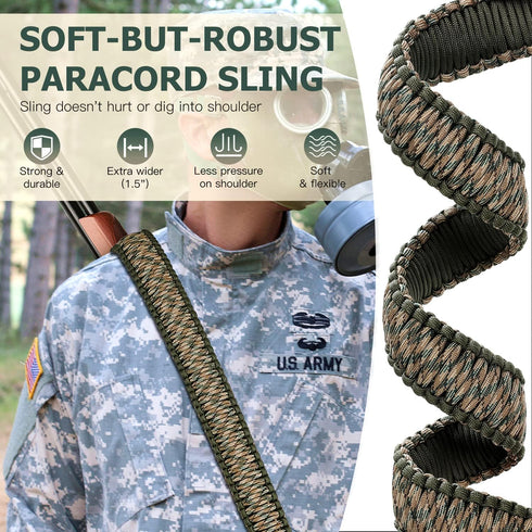 VVAAGG Two-Point Paracord Sling with Swivels, Non-Slip Quick Adjustable Length Strap for Hunting