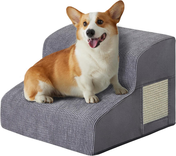 Dog Steps for Bed, 2-Step Dog Ramp for Small Dogs, Non-Slip Bottom Design, High Density Foam Portable Pet Step for