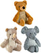 Safari Pet Plush Toy with Squeaker, Bear, Rhino, Elephant