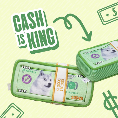 Cash Money Dog Toy - Plush Cute Unique Parody Toy with Squeaker - Funny Birthday Gift Small Medium Dogs Premium Quality - Unique Design