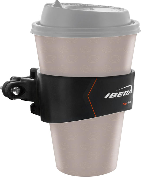 Ibera Bike Handlebar Cup Holder, Black with Multi-Way Mount for Commuters and Road Bike