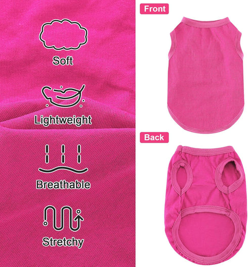 Dog Shirt Vest Clothes for Small Dogs Boy Girl Summer Solid Stretchy Puppy T-Shirts Soft Cool Breathable Lightweight Dog Sweatshirt Pet Cat Outfit