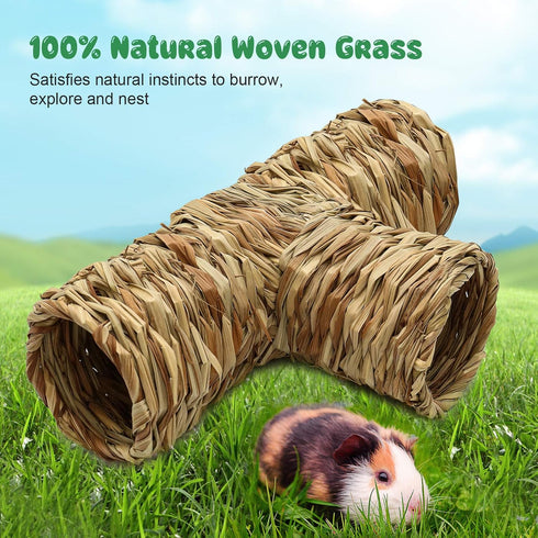 BWOGUE Hamster Grass Tunnel Toy, Nature's Hideaway Tunnels and Tubes for Guinea Pig, Rats, Syrian Hamster, Chinchilla,