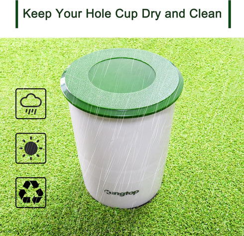 KINGTOP Golf Cup Cover for Putting Green Hole, Sturdy ABS Hole Cup Cover Fit USGA Regulation