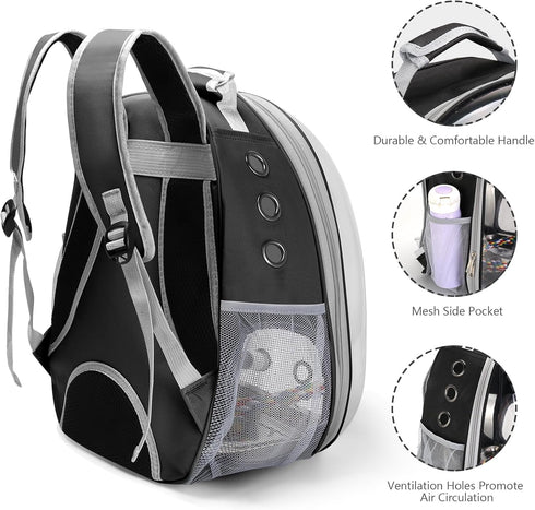 Bird Travel Backpack Carrier for Small Medium Birds, Space Capsule Clear Bubble Window with Stainless Steel Tray and
