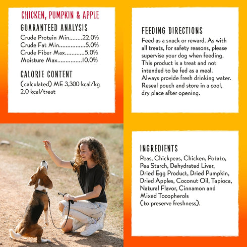 Charlee Bear Crunch Chicken, Pumpkin & Apple Flavor Dog Treat - 6 Pack, 8 oz Each