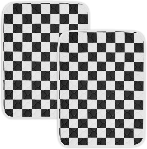 2 Pack Black Checkered Washable Pee Pads for Dogs, Checkered Reusable Dog