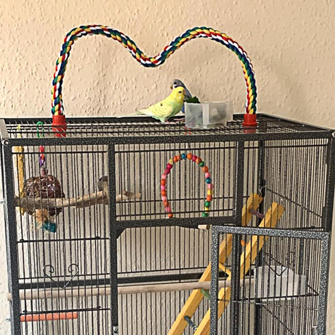 Bird Rope Perches for Parrots, Cockatiels, Budgie Cages, Comfy Colorful Rope Toy (31.5 inch)