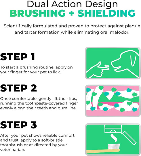 3 Oz. Tartar Shield Pro Care Natural Pet Toothpaste VOHC Approved Protects Against Plaque & Tartar Freshens Breath