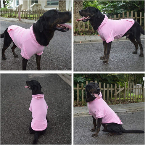 Lovelonglong Blank Basic Hoodie Sweatshirt for Dogs, 100% Cotton, Fits Small to Large Dogs (Pink M)