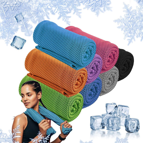8-Pack Menjo Outdoors Cooling Towels for Neck & Face. Quick-Dry Workout Towels, Sweat-Wicking for Yoga, Gym, Running