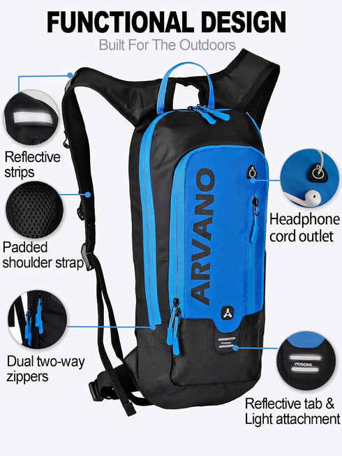 Hydration Pack Backpack with 2L TPU Water Bladder, Lightweight Small Bike Backpack for Men Women, 6L Water Backpack for