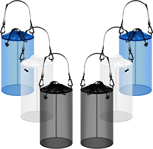 Berlune 6 Pcs Boat Trash Bag Hoop Mesh Trash Bags, Reusable Outdoor