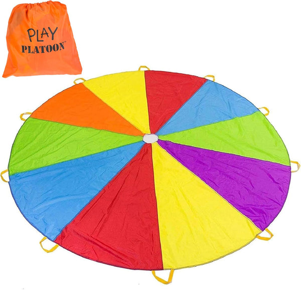 Play Platoon Rainbow Parachute Toy for Kids with Handle, 10 ft Play