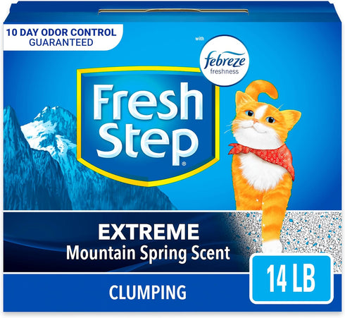 Fresh Step Clumping Cat Litter, Extreme, 14 lb, Long Lasting Odor Control with Activated Charcoal