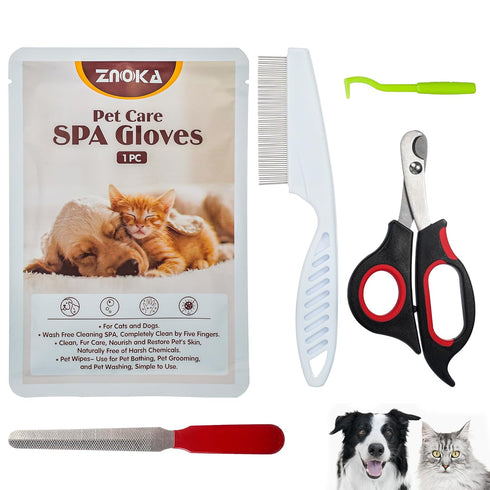 Pet Grooming Glove, Gentle Deshedding Brush Glove, Enhanced Five Finger Design for Dog & Cat with Long & Short Fur