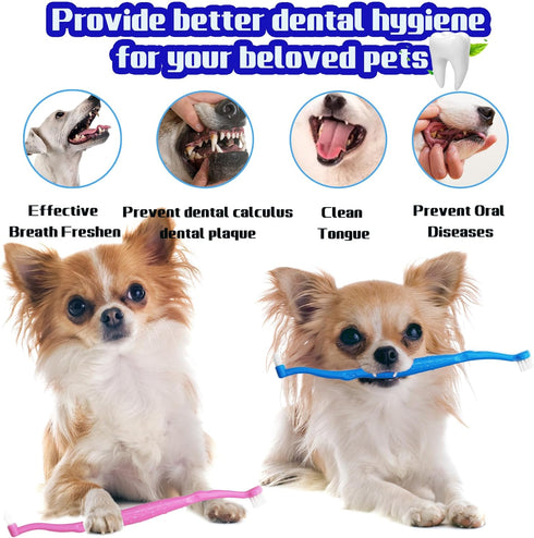 PenVinoo Dual Sided Cat Toothbrush Dog Toothbrush Finger Brush Micro Head, Suitable for Small to Large Dogs & Cats