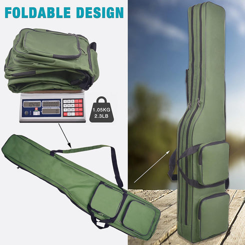 Portable Fishing Rod Case, 4.27ft Waterproof Fishing Pole Carrier Bag, Large Capacity Storage for Travel