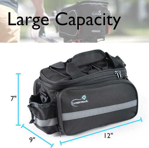 Lumintrail Bike Rack Bag, Expandable Rear Trunk Bicycle Carrier with Waterproof Rain Cover, 13L