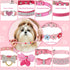 9 Pieces Pink Rhinestones Dog Collar, PU Leather Bling Crystal Collars with Bow, Bone, Heart, Flower for Pets