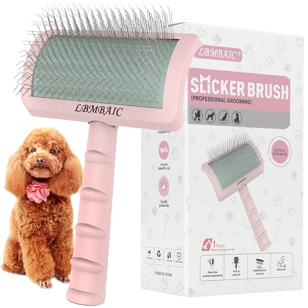 Slicker Brush for Dogs, Super Denser Soft Long Pin Slicker Dog Brush for Thick and Long Fur, 25mm (1'') Doodle Brush