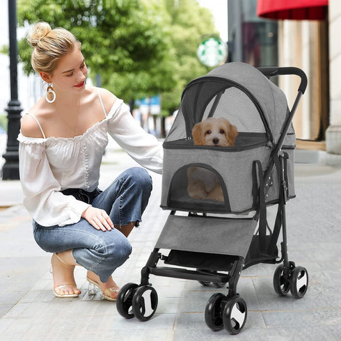 3-in-1 BestPet Pet Stroller Premium Multifunction Dog Cat Jogger Stroller for Medium Small Dogs Cats with Folding