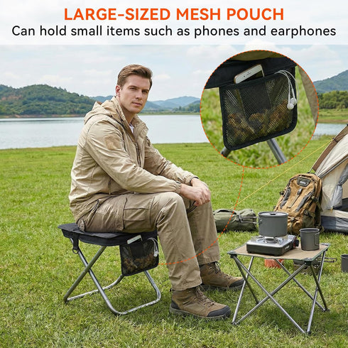 Backpacking Camping Stool with Shoulder Strap,Ultralight Collapsible Handbag Style Stool,Pocket Portable Chair