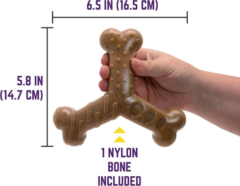 Chew King Dog Bacon Lovin’ Wishbone, Textured Nylon Bones, Bacon Flavored Chew Toy for All Breed Sizes