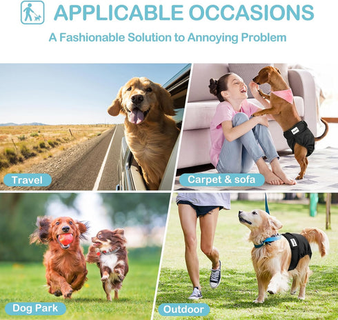 3 Pack 3 Avont Washable Female Dog Diapers, Premium Reusable Highly Absorbent Doggie Period Panties Durable Dog Diaper