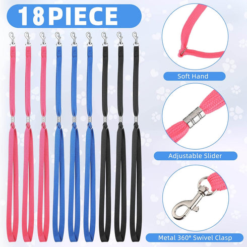 18 Pcs Pet Dog Grooming Loops Nylon Restraint Noose Adjustable Pet Straps Fixed Dog Cat Safety Rope Grooming Supplies for Pet Grooming Table Bathtub, Blue, Black and Pink, 21 Inch