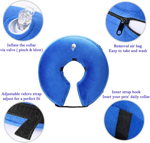 Katoggy Inflatable Dog Collar, Adjustable Soft Dog Cone for Dogs After Surgery, Blow Up Donut E-Collars for Dogs and