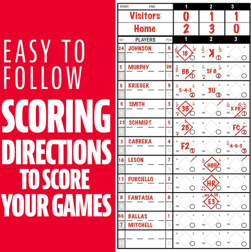 Franklin Sports MLB Baseball + Softball Scorebook - Official Coaching Scorekeeper for 25 Games