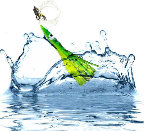 Arcadia Tackle Associated Manufacturer 4.5" 6 Tuna Clone Rigs, Pcs Yellow/Green for Offshore Trolling, Ideal for Tuna