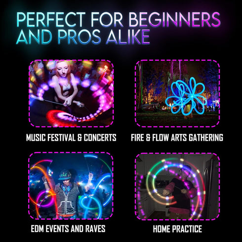 (1)) 70 UltraPoi Ultralight LED Glow Stick (Single - Customizable Rainbow Glowstick with Over Brilliant Color Modes
