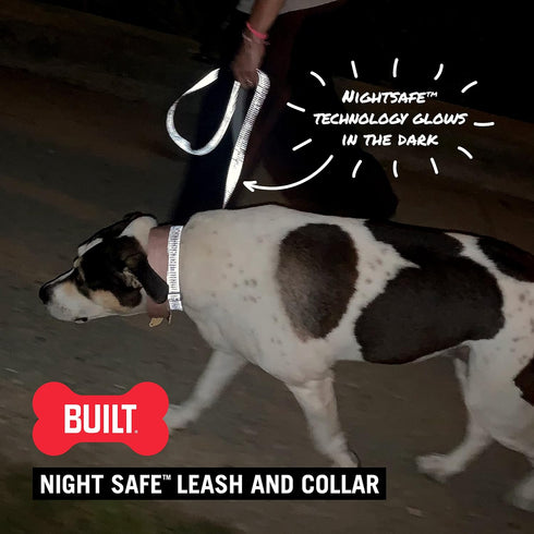 BUILT Pet Nightsafe Dog Leash, Medium, Navy and Yellow