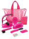 Horse Grooming Kit, Pink Storage Bag with 10 Piece Professional Equestrian Care