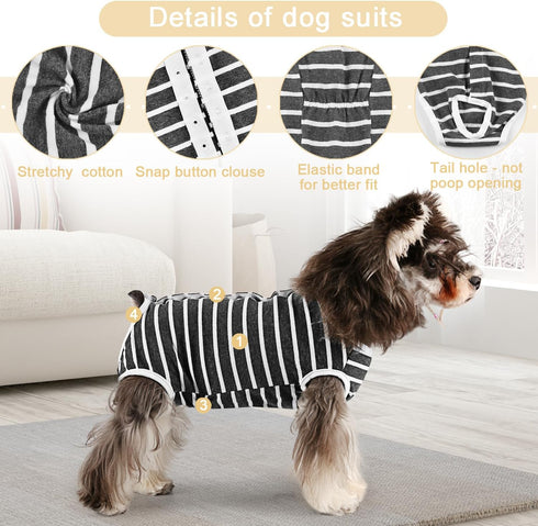 Etdane Dog Diapers Sanitary Panties - Physiological Period Shirts for Male and Female Dogs, White Stripe Small