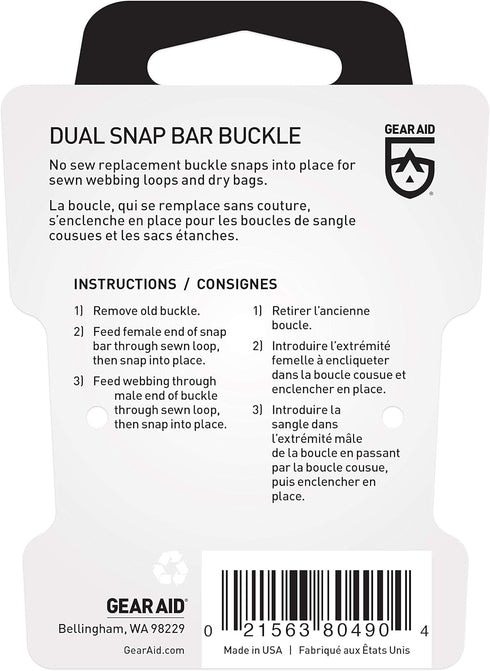 GEAR AID Black Dual Snap Bar Buckle, 1”