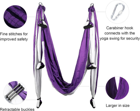 ZELUS Aerial Yoga Swing Sling Kit Set with 2 Extensions Straps and Ceiling Mounting Equipment
