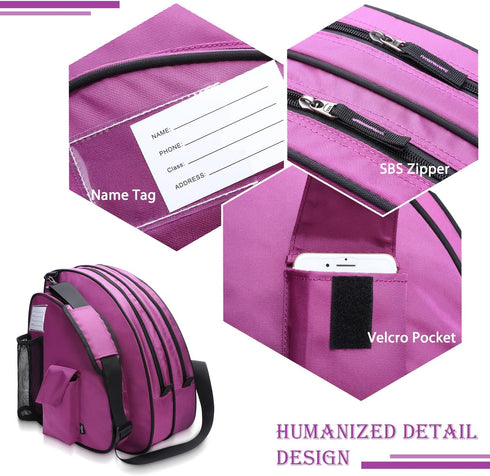 TOPOWN Ice Skate Bag, Roller Skates Bag for Men and Women, Premium Black Ice Skate Bag, Rose Red