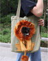 Dog Tote Bag with Zipper - Cat Shoulder Carrier, Lion-Shaped Pet Canvas Bag for Daily Use, Walking, Travel (L, Dark