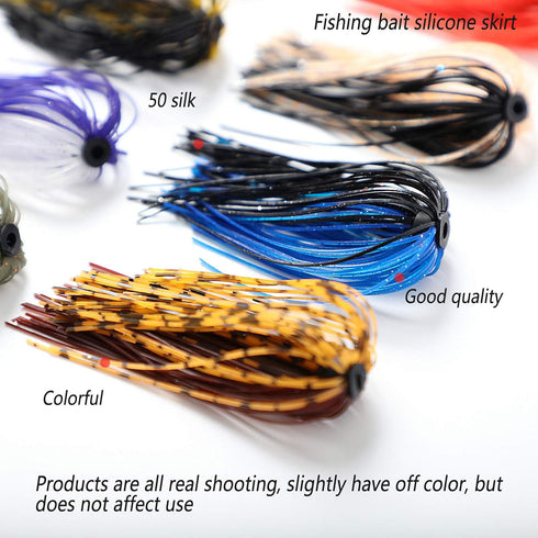 Spinnerbait Skirts, Silicone Jig Skirts, 10 Bundles Bass Fishing Jigs Skirts for DIY Squid Jig Spinner Bait