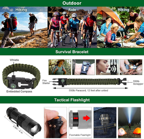 Gifts for Men, Dad, Husband, Teenage Boy - 28 in 1 Survival Kit, Emergency Tactical Equipment Supplies