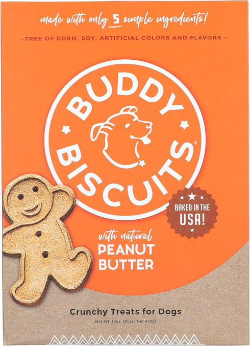 16 oz. Buddy Biscuits Crunchy Dog Treats, Peanut Butter, Box