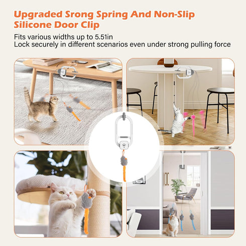 360 Automatic Rechargeable Cat Teaser, Door Mount Hanging Interactive Cat Toy, Spinning & Irregular Jumping Motion