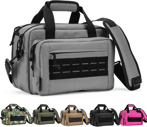 VEAGIA Pistol Case Range Bag, Soft Carrying Shooting Bag for 2 Pistols and Ammo Pouch
